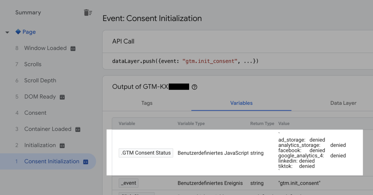 Debug Google Tag Manager Consent Mode.